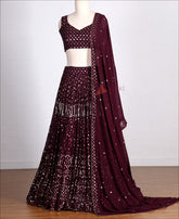 Party Wear Designer Brown Color Sequence Work Lehenga choli